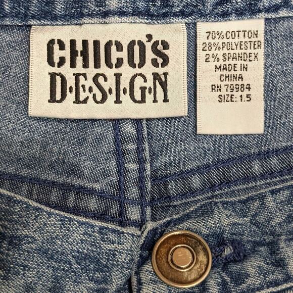 Chico's Design Straight Leg Jeans Women Size 1.5 (US 10) Art-to-Wear Island Art - Picture 3 of 10
